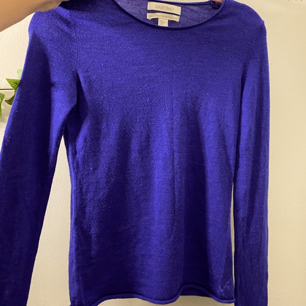 Ellen Tracy Extra Fine Merino Wool Long Sleeve